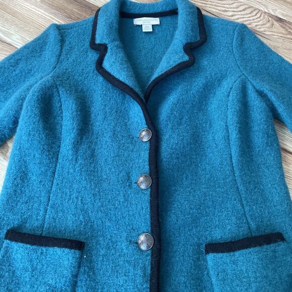 VINTAGE Appleseeds Petites 100% Boiled Wool Blazer Women’s Petite Medium - Picture 2 of 14